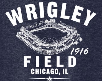Wrigley Field 1916 Baseball Classic Cut, Premium Tri-Blend Tee Shirt - Past Home of Your Chicago Cubs - Navy Heather