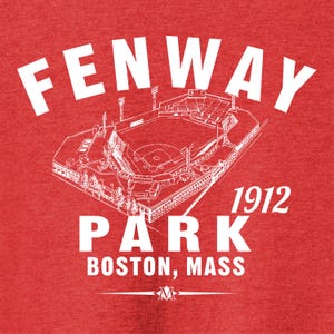 Fenway Park 1912 Baseball Classic Cut, Premium Tri-Blend Tee Shirt - Home of Your Boston Red Sox - Red Heather