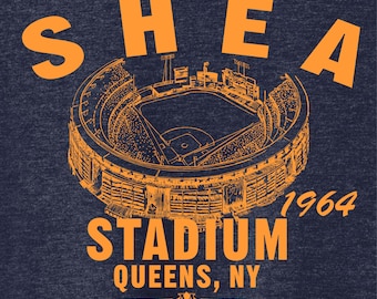 Shea Stadium 1964 Baseball Classic Cut, Premium Tri-Blend Tee Shirt - Past Home of Your New York Mets - Navy Heather