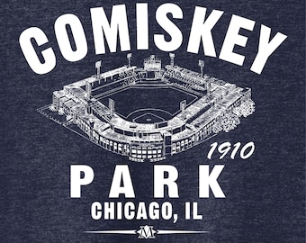 Comiskey Park 1910 Baseball Classic Cut, Premium Tri-Blend Tee Shirt - Past Home of Your Chicago White Sox - Navy Heather
