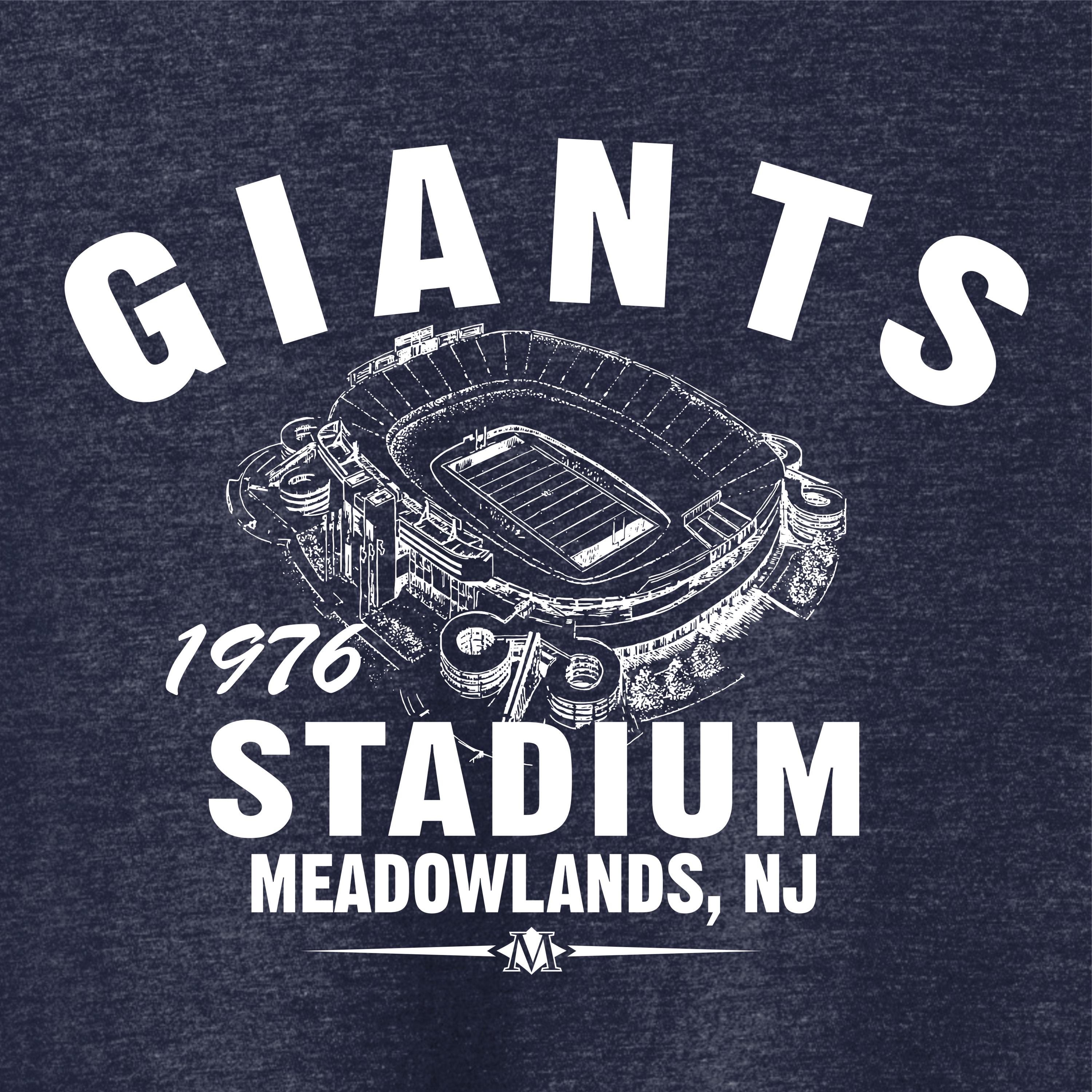 Giants Stadium 1976 Tri-Blend Tee - New York Football - Navy Heather