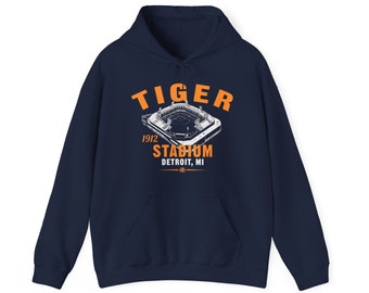 Throwbackmax Tiger Stadium 1912 Baseball Unisex Heavy Blend™ Hooded Sweatshirt - Past Home of Your Detroit Tigers