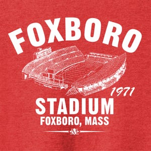 Foxboro Stadium 1971 Football Classic Cut, Premium Tri-Blend Tee Shirt - Past Home of Your New England Patriots - Red Heather