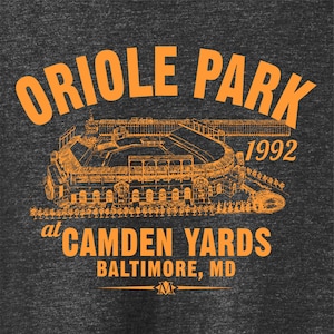 Oriole Park at Camden Yards 1992 Baseball Premium Tri-Blend Tee Shirt - Home of Your Baltimore Orioles - Black Heather