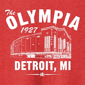 The Olympia 1927 Hockey Classic Cut, Premium Tri-Blend Tee Shirt - Past Home of Your Detroit Red Wings - Red Heather