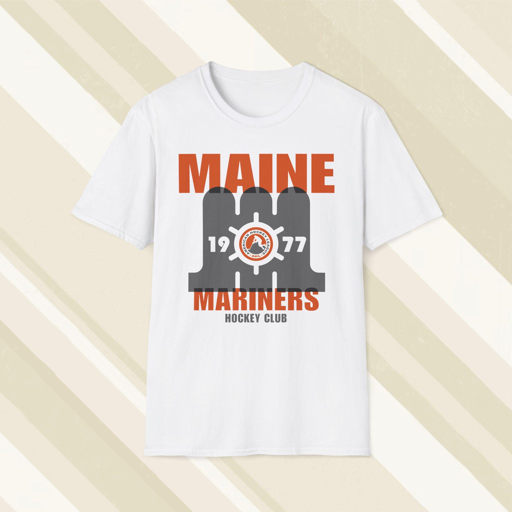 Maine Mariners 1977 AHL Offset Printed Vintage Hockey Club T-shirt