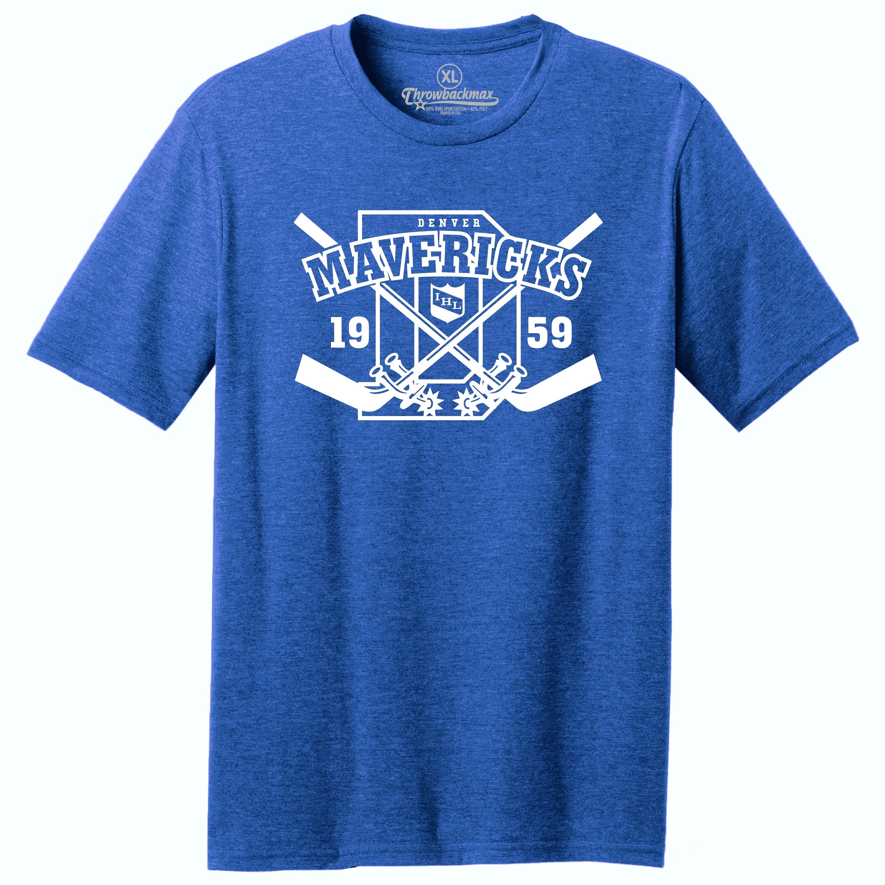 Denver Mavericks 1959 Hockey Classic Cut, Premium Tri-Blend Tee Shirt - Royal Heather