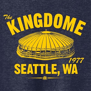 The Kingdome 1977 Baseball Classic Cut, Premium Tri-Blend Tee Shirt - Past Home of Your Seattle Mariners - Navy Heather