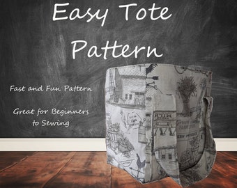 Easy Tote Pattern, Market Bag Pattern, Reusable Grocery Bag