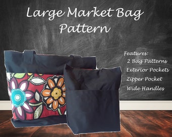 Large Market Bag Pattern with Pockets (Digital Download)
