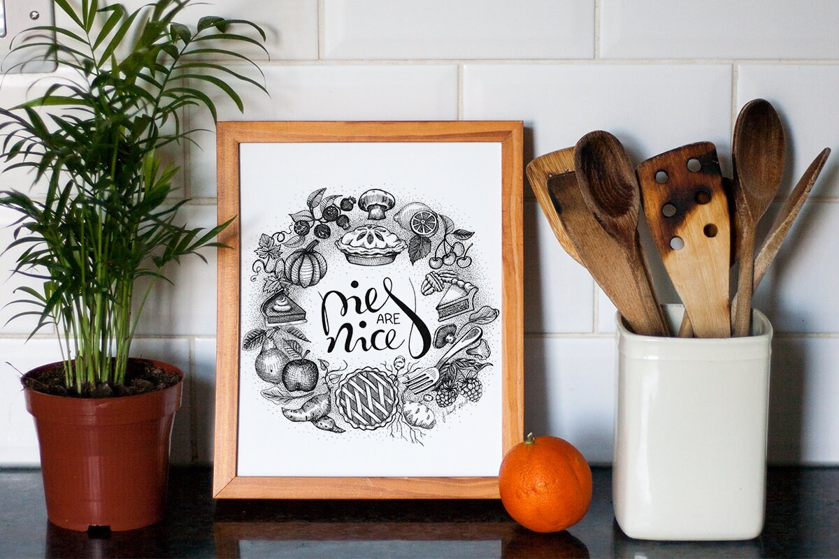 Kitchen Wall Art Black and white kitchen art Mom gift | Etsy