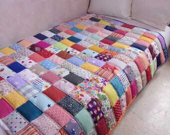 Mehrfarbige Patchworkdecke aus Baumwolle, für Kinder, 140 x 120 cm - Mehrfarbige Patchwork-Zusatzbettdecke