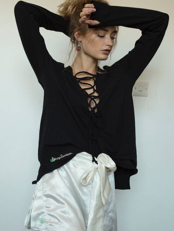 Lace up long sleeve top Clearance