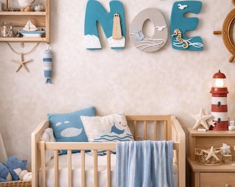 wooden name letter / baby room letter / personalized / wooden name / baby room decoration / letter to paste / THEME owls and hearts