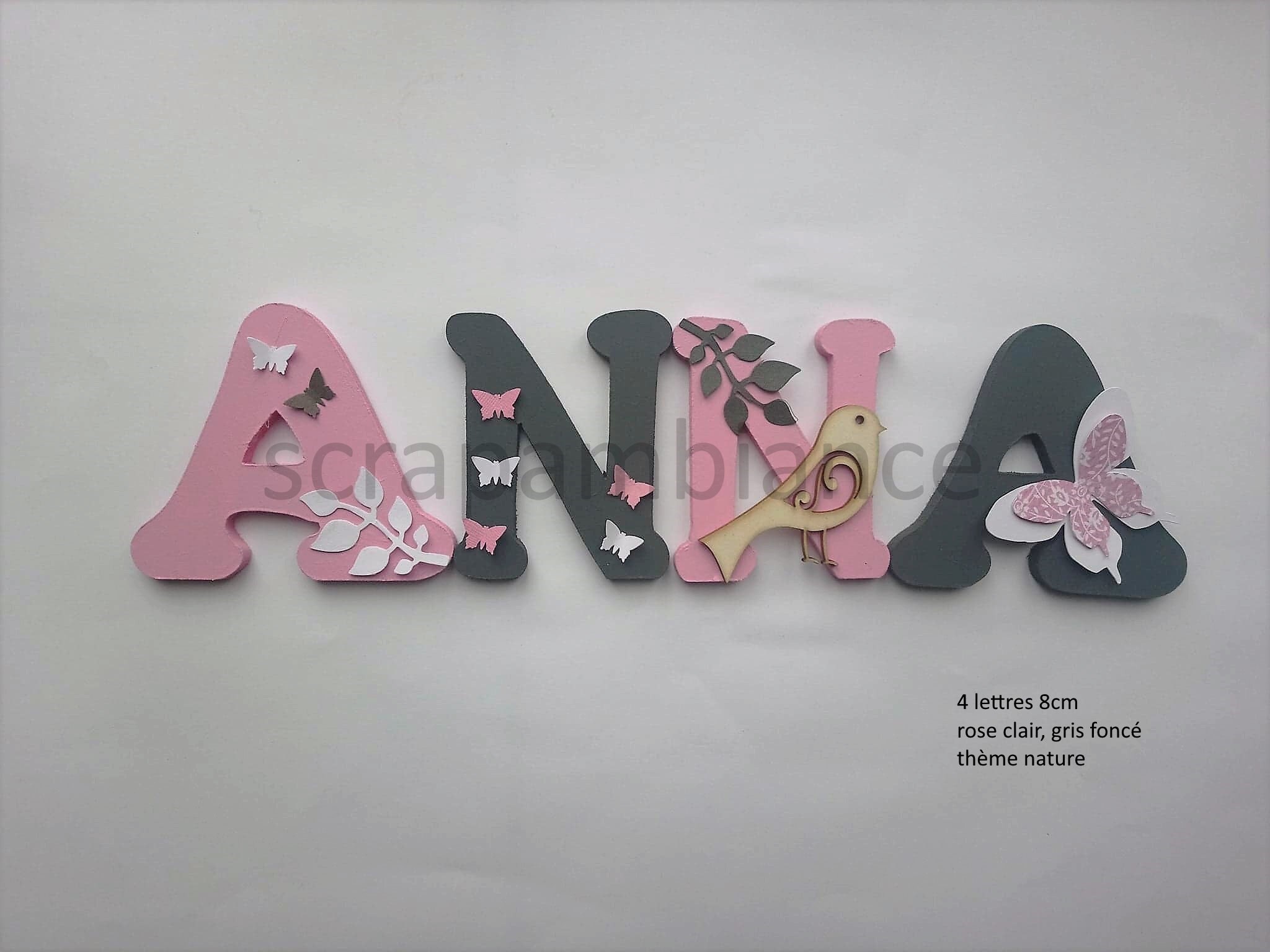 Lettre Prénom Bois /Lettre Chambre Bébé/Personnalisées en Décoration Bébé/ Lettre à Coller/ Theme Na