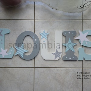 carta de nombre de madera, carta de la habitación del bebé, carta de decoración de la habitación, regalo de nacimiento, nombre personalizado, tema estrella