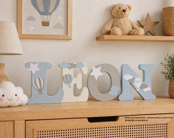 Personalized wooden name – Decorative letters for baby's room – Wall or tabletop decoration – Gift for a birth or christening