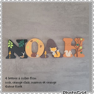 carta de nombre de madera, decoración de la habitación del bebé, carta de la habitación del bebé, nombre personalizado, carta para pegar, TEMA del bosque