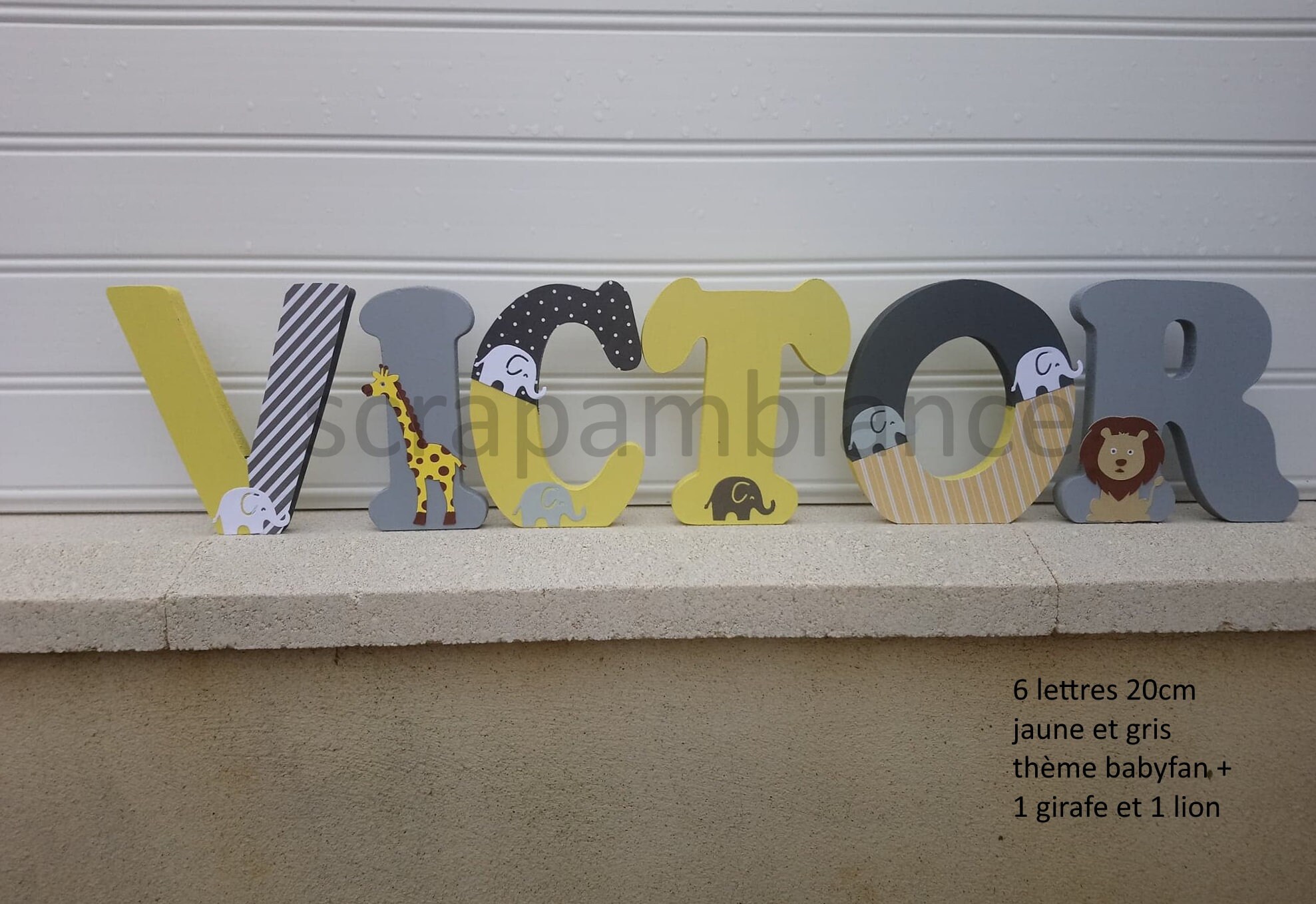 Lettre Prénom Bois, Lettre Décorative, Grande Lettre, en à Poser, Poser Personnalisé Babyfan + 1 Gir