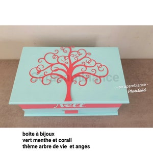 custom wooden jewelry box, jewelry box, jewelry organizer: PARMA AND WHITE unicorn theme and butterflies
