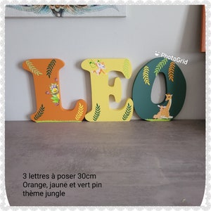 wooden letter, wooden first name, letter to put down, baby letter, personalized first name, jungle/savanna theme birth gift