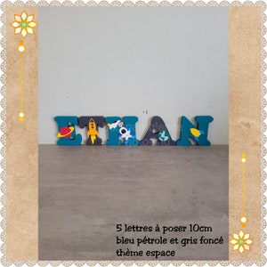 carta de madera, nombre de madera, carta para poner, carta de bebé, nombre personalizado, regalo de nacimiento tema espacial