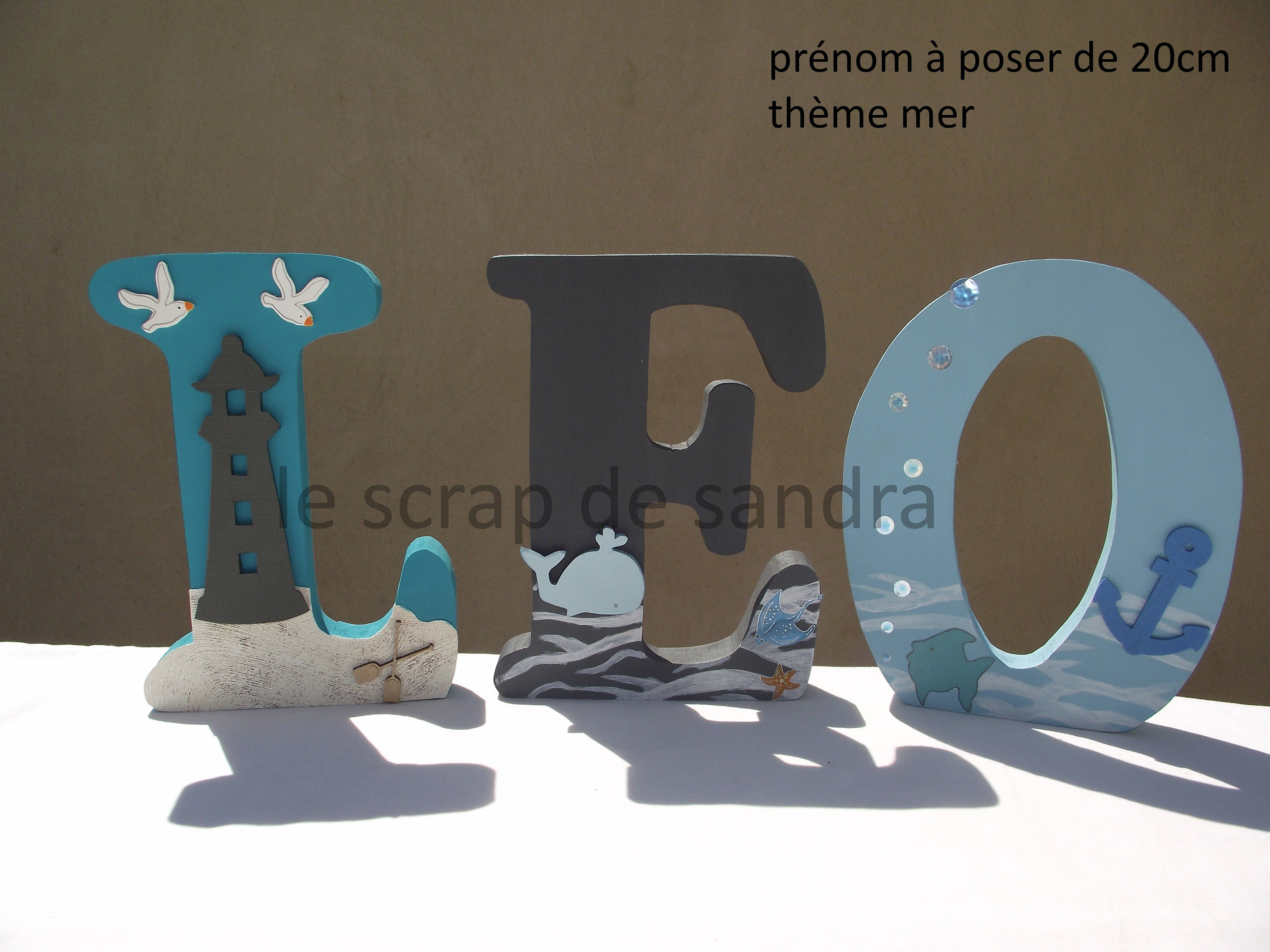 Lettre en Bois, Prénom Lettre à Poser, Poser Personnalisé Thème La Mer