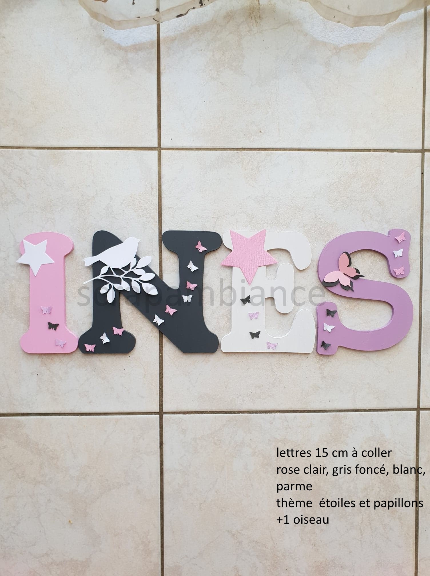 Lettre Prénom en Bois/De Porte Lettre Décorative Décoré Plaque Lettres Personnalisé Nature