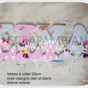 carta de nombre de madera, carta de bebé, carta de decoración de habitación de bebé y niño, nombre personalizado, regalo de nacimiento tema minnie