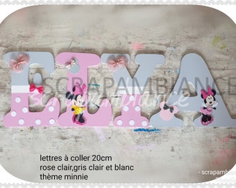 wooden first name letter, baby letter, baby and child room decoration letter, personalized first name, minnie theme birth gift