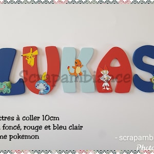 carta de nombre de madera / decoración de la habitación del bebé / placa de la puerta / nombre de madera / carta decorativa / regalo de nacimiento del tema pokemon
