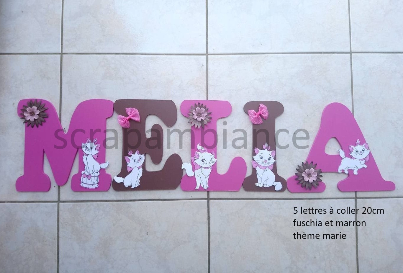 Lettre Prénom en Bois/De Porte Lettre Décorative/ Décoré /Plaque Porte/Lettres Personnalisé Marie Ar