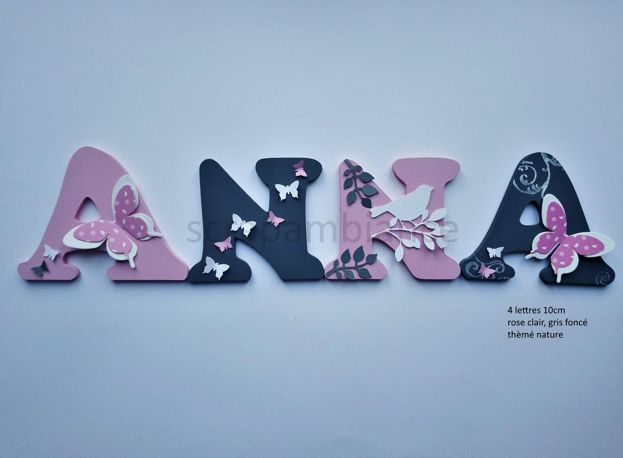 Lettre Prénom en Bois/De Porte Lettre Décorative Décoré Plaque Lettres Personnalisé Nature