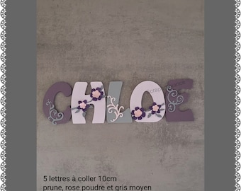 letter first name wood girl for bedroom decoration handmade and fully personalized birth gift cherry blossom theme, arabesque