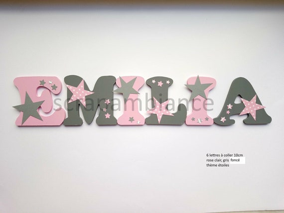 Vornamensbuchstabe aus Holz / Dekoration für Kinderzimmer und Babyzimmer / Vornamensbuchstabe aus Holz / Buchstabe zum Aufkleben / Dekobuchstabe mit Sternmotiv
