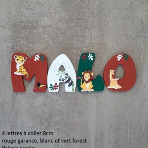 carta de nombre de madera, carta de la habitación del bebé, carta de decoración de la habitación, nombre de madera, tema personalizado de la selva del nombre de madera