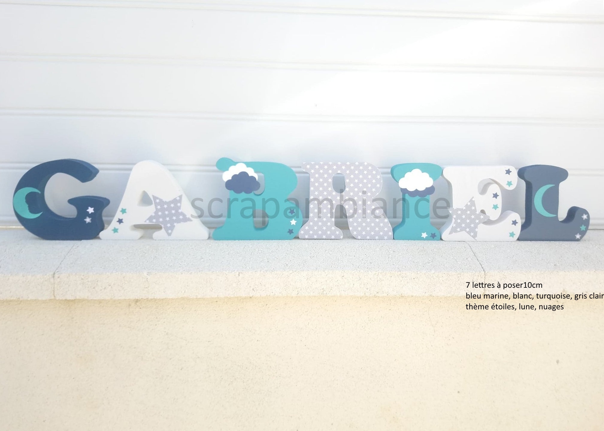 Lettre Prénom en Bois, Lettre Personnalisé, Décoration Chambre, Bébé, Lettres Décoratives Theme Étoi