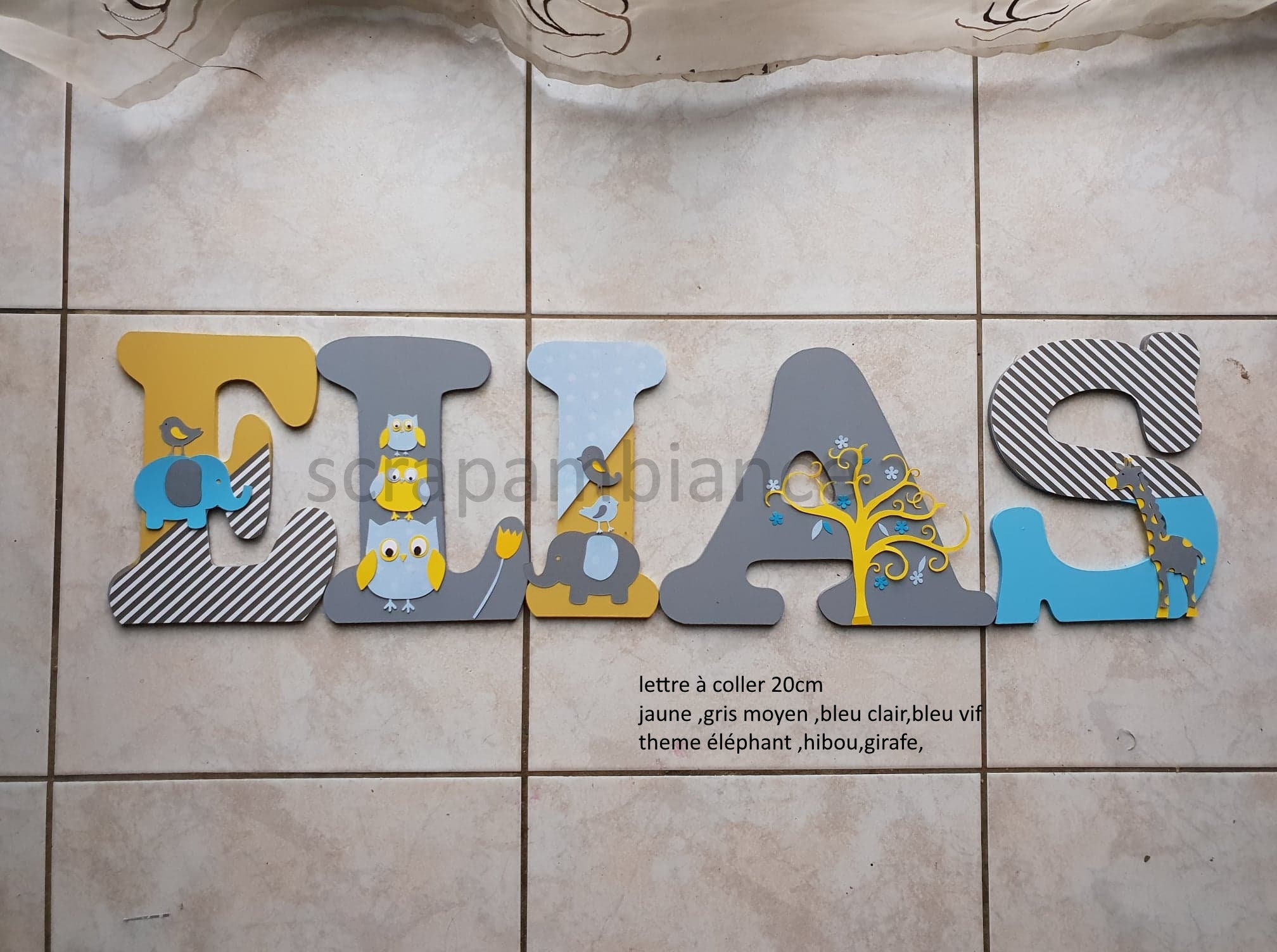 Lettre Prénom Bois/Décoration Chambre Enfant et Bébé en Lettre à Coller /Lettre Décorative Thème Élé