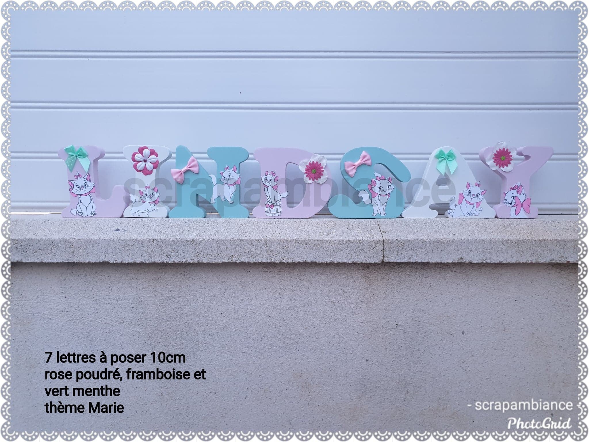 Lettre en Bois, Prénom Lettre à Poser, Lettres Décoratives Personnalisé Thème Marie Des Aristochats