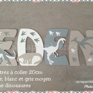 carta de nombre de madera / carta de la habitación del bebé / nombre de madera / decoración de la habitación del bebé / carta para pegar / dinosaurio TEMA