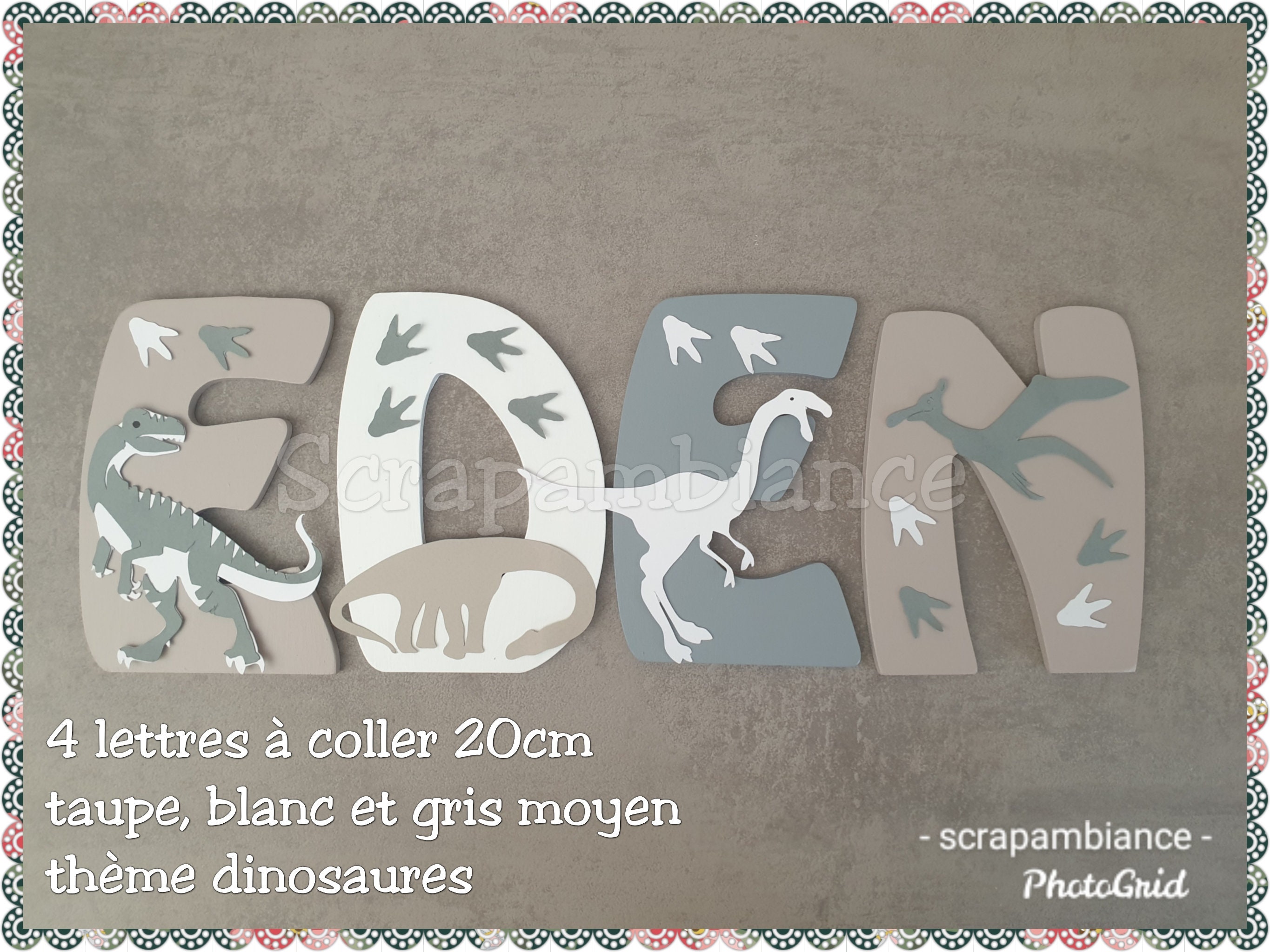 Lettre Prénom Bois /Lettre Chambre Bébé/En Décoration Bébé/ Lettre à Coller/ Theme Dinosaure