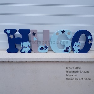 wooden letter, wooden first name, letter to put, first name to put, baby letters, personalized first name alex and bibou theme