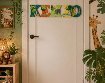 Personalized wooden name letters – Baby/child's room decoration – Wall or door name – Birth/christening gift – Adhesive wooden letters