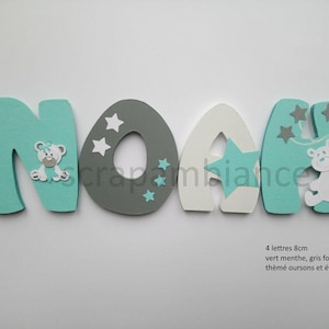lettre prénom en bois, prénom personnalisé, lettre bébé, cadeau naissance, lettre décoration chambre enfant thème OURSON ET ETOILES