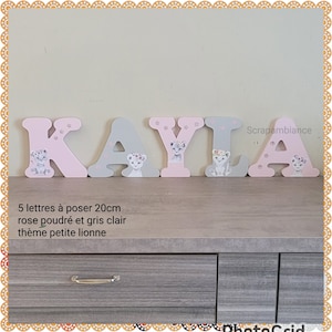 wooden first name letter to put, baby room letter, personalized first name, cute little lionesses wooden letters