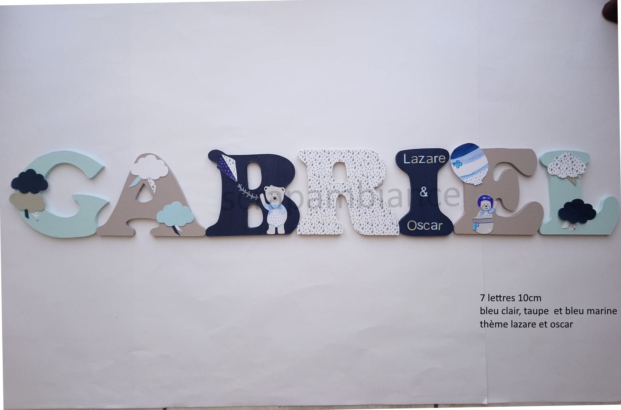 Lettre Prénom Bois, Lettre Chambre Bébé, Décoration Chambre, en Personnalisé Thème Lazare et Oscar