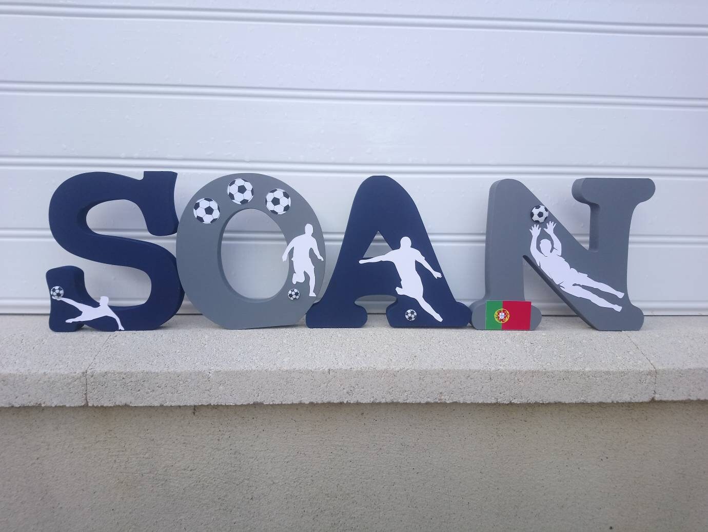 Lettre Prénom Bois, à Poser , Lettre Poser, Grande Lettre, Décorative Thème Football