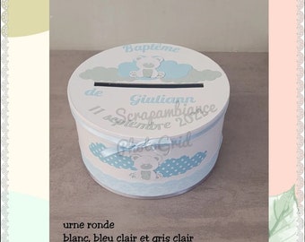 birthday urn, baptism urn, urn birth, personalized event urn, round urn, birthday theme 50 years