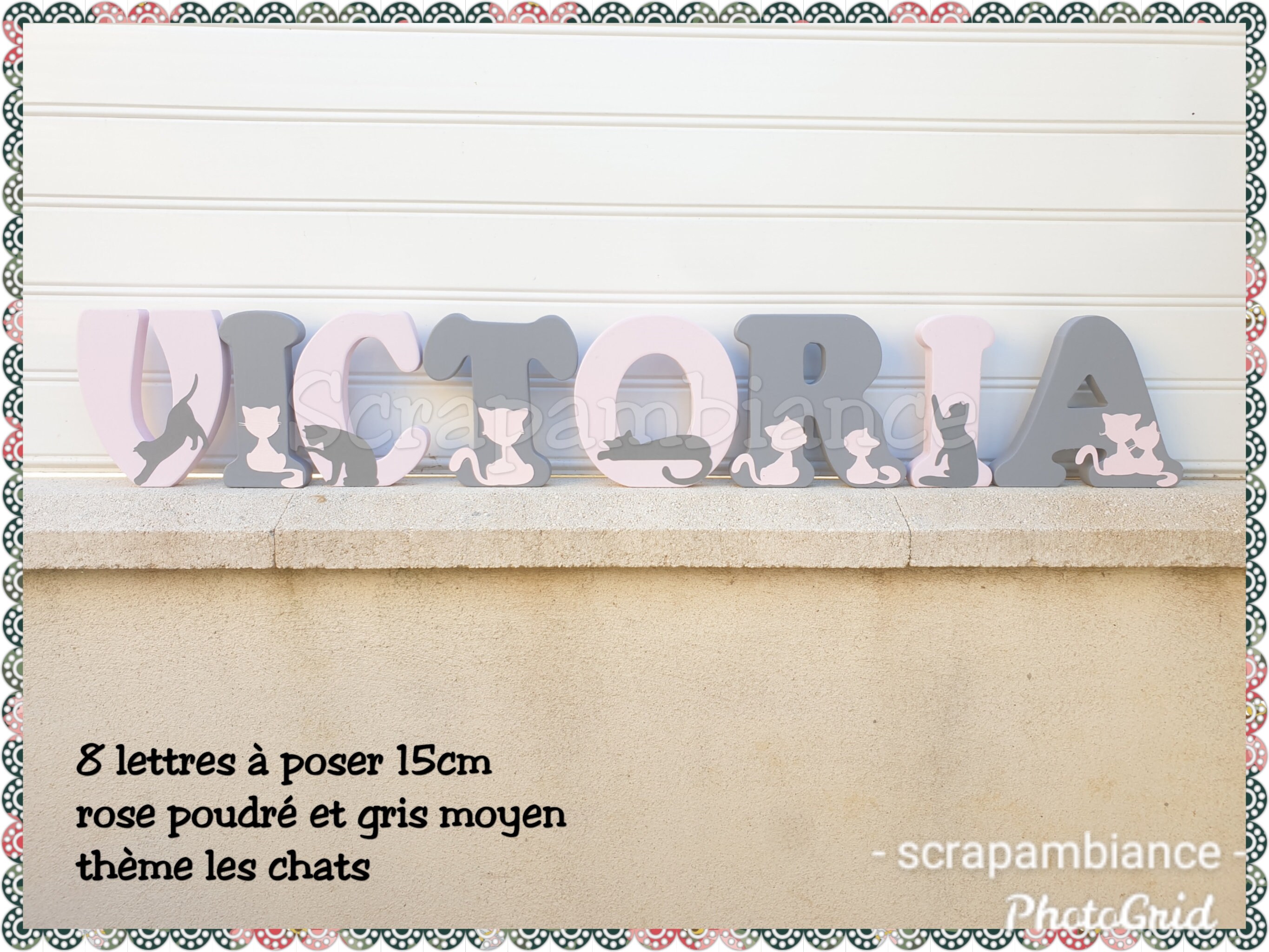 Lettre en Bois, Prénom Lettre à Poser, Poser Personnalisé Thème Chat