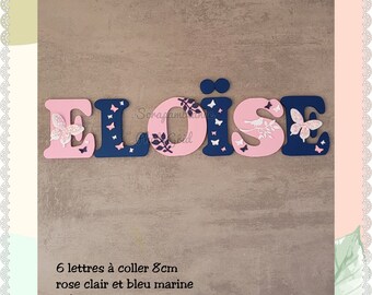 lettera in legno, targa per porta, nome personalizzato, lettera per bebè, nome in legno, lettera da incollare, lettera decorativa A TEMA farfalle